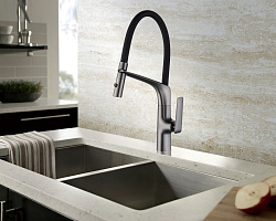 Смеситель для кухни Vincea VKF-115GM, вороненая сталь, , шт