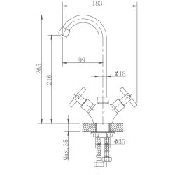 Смеситель для кухни, нержавеющая сталь HB49808