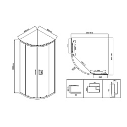 Душевой уголок City VSQ-5CT900CL, 900*900, хром, стекло прозрачное , , шт