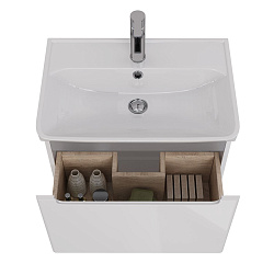 Тумба Lemark BUNO MINI, 60 см под 1 раковину, подвесная, 1 ящик, цвет планки: Серый, цвет корпуса, ф