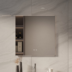 Зеркало LED VLM-4F800GM-2 800х800 c сенсорным выключателем, антизапотевание, вороненая сталь, , шт