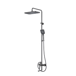 Душевая система с тропическим душем и изливом, матовый графит, Parker, IDDIS, PARGM3Fi06