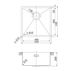 OLANGA 440 Мойка кухонная из нерж.стали, сталь
