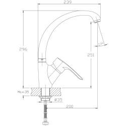 Смеситель для кухни, латунь, черный HB4166-7