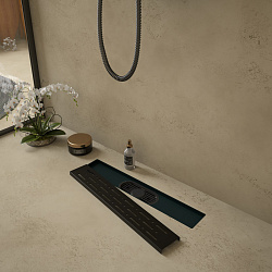 Corpa Nera Grossi/Гросси душевой трап 40 см с гидрозатвором, решетка из нержавеющей стали, черный