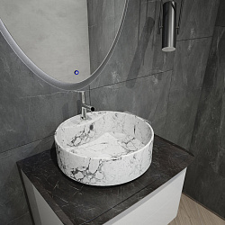 Corpa Nera Bosso/Боссо раковина  накладная D40 с полочкой под смеситель, белый мрамор