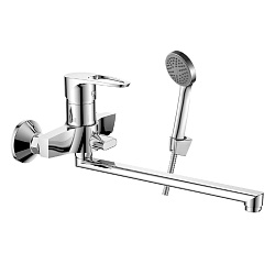 Смеситель DECOROOM DR70043 одноручный для ванны универсальный с поворотным изливом 300 мм