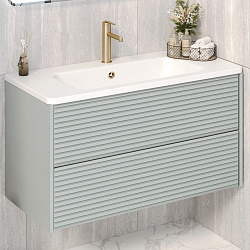 Тумба/2 ящ/подвесная/мята/раковина Палермо(100см) Parma /AQUA DE MARCO