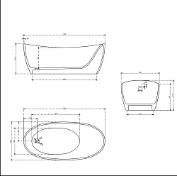 Ванна из искусственного камня Vincea VBT-6S03MW, 1700*800*630, белый мат., слив-перелив в комплекте,