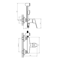 Смеситель с гигиеническим душем, латунь/хром, RS29-52