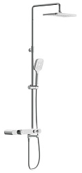 см.64529Душевая система VIVO (смеситель термостатический кноп) с изливом 3 реж шланг 150 PVC квадрат
