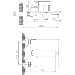 Смеситель для ванны, латунь, хром HB60505