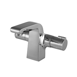 Смеситель для раковины, монолитный, термостатический, высота излива 11 см, длина 11 см, латунь/хром