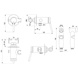 MINIMA Встраиваемый смеситель с гигиеническим душем, латунь/хром, LM3819C