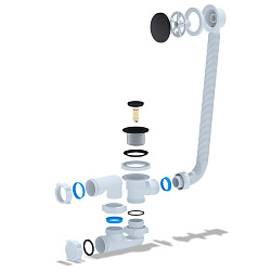 Сифон для ванны Prime Black универсальный клик-клак