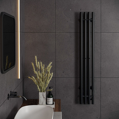 Aringa Токио полотенцесушитель вертикальный электрический 120*15, черный