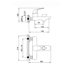 Aringa Рейн смеситель для ванны и душа с аксессуарами, черный
