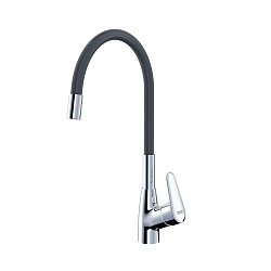 SINTUR Cмеситель для кухни с гибким силиконовым изливом, хром/черный