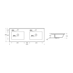 Раковина VBS-13120D керамическая на две чаши, цвет белый, , шт