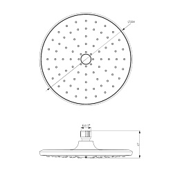 Лейка душевая верхняя, круглая, Ø22,8см, пластик/хром/белый, блистер