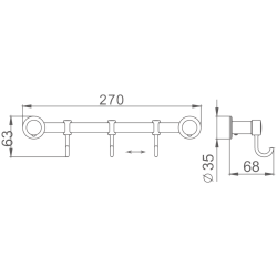 Крючок тройной, хром HB205-3