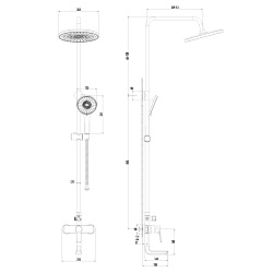 Душевая система с тропическим душем и поворотным изливом, хром