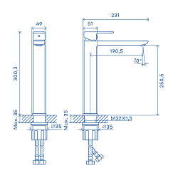 Смеситель для накладной раковины Pragma Teiden, хром, TDN3.CFWT.008