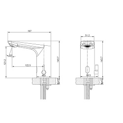 PROJECT Смеситель для раковины бесконтактный (сенсорный) с ручной регул.темп.воды, латунь/хром
