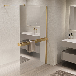 Душевая перегородка Walk-In VSW-1HR100MRG, 1000*2000, брашированное золото, стекло зеркальное, , шт