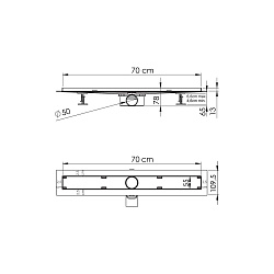 Душевой лоток SAY ALMIRA JASMIN 605.70.P.BUK, 70 см, хром, , шт