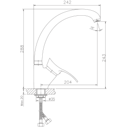 Смеситель для кухни, латунь, хром HB4101-2