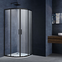Душевой уголок Alpha VSQ-3AL900CLB, 900*900, черный, стекло прозрачное, , шт