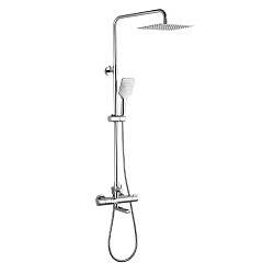 Душевая термостатическая система с верхним душем 30х21 см и поворотным изливом 12 см, регулируемая в