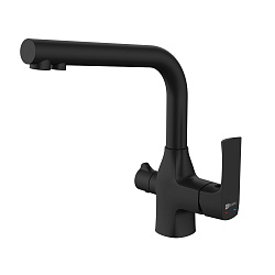 URSUS Смеситель для кухни с подключением к фильтру питьевой воды, нерж. сталь/чёрн.матовый, LM7258BL