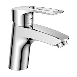 Смеситель для раковины, монолитный, высота излива 7 см, длина 12 см, латунь/хром