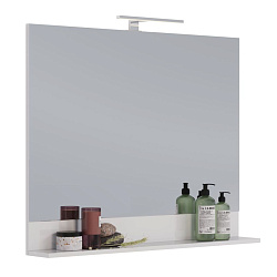 Зеркало Lemark ROMANCE 100 см с полкой, цвет: Белый глянец