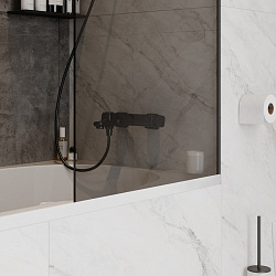 Corpa Nera Bertoni/Бертони Шторка на ванну 70х140,тонированное стекло,профиль- черный матовый