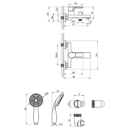 ВЫВОД AURA Смеситель для ванны с коротким изливом, поворотный переключатель, латунь/хром