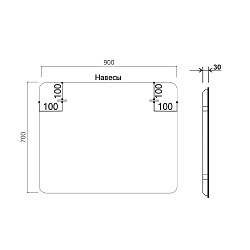 Зеркало LED VLM-3MA100 1000х800 c сенсорным выключателем и диммером, , шт