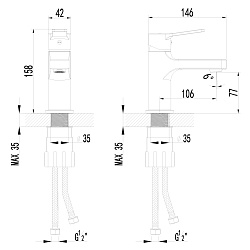 Cмеситель для раковины монолитный, хром, S0606C