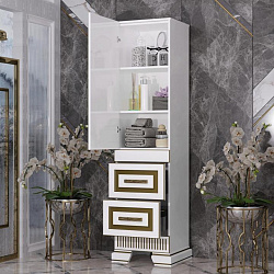 Пенал Opadiris Оникс левый Белый глянцевый с золотой патиной