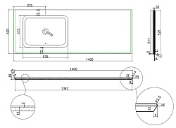 Столешница из кварца с интегрированной раковиной VWTB-4LX140QBG-L, левая, бежевый, , шт