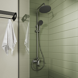 Смеситель для ванны с верхним душем, графит, Rora, Milardo, RORGM4FM06	