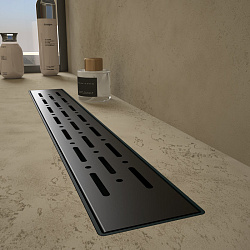 Corpa Nera Grossi/Гросси душевой трап 50 см с гидрозатвором, решетка из нержавеющей стали, черный