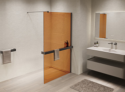 Душевая перегородка Walk-In VSW-1HR100GSGM, 1000*2000, вороненая сталь, стекло янтарь, , шт