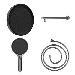 Комплект Inspire VSHH-3I2AHGM, верхний душ с держателем, ручной душ с шлангом, вороненая сталь, , шт