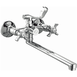 Смеситель для ванны, длинный излив, латунь, хром HB2224