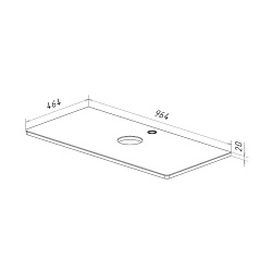 Столешница MIANO 100 см под 1 раковину из стекла, цвет: Белый