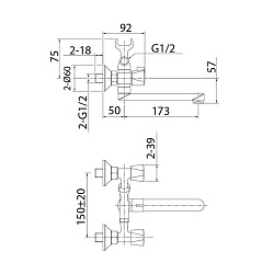 Смеситель для ванны, Tring, Milardo, TRISB02M02