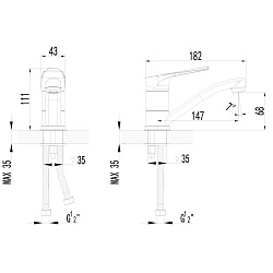 Cмеситель для раковины с поворотным изливом, хром, S3007C